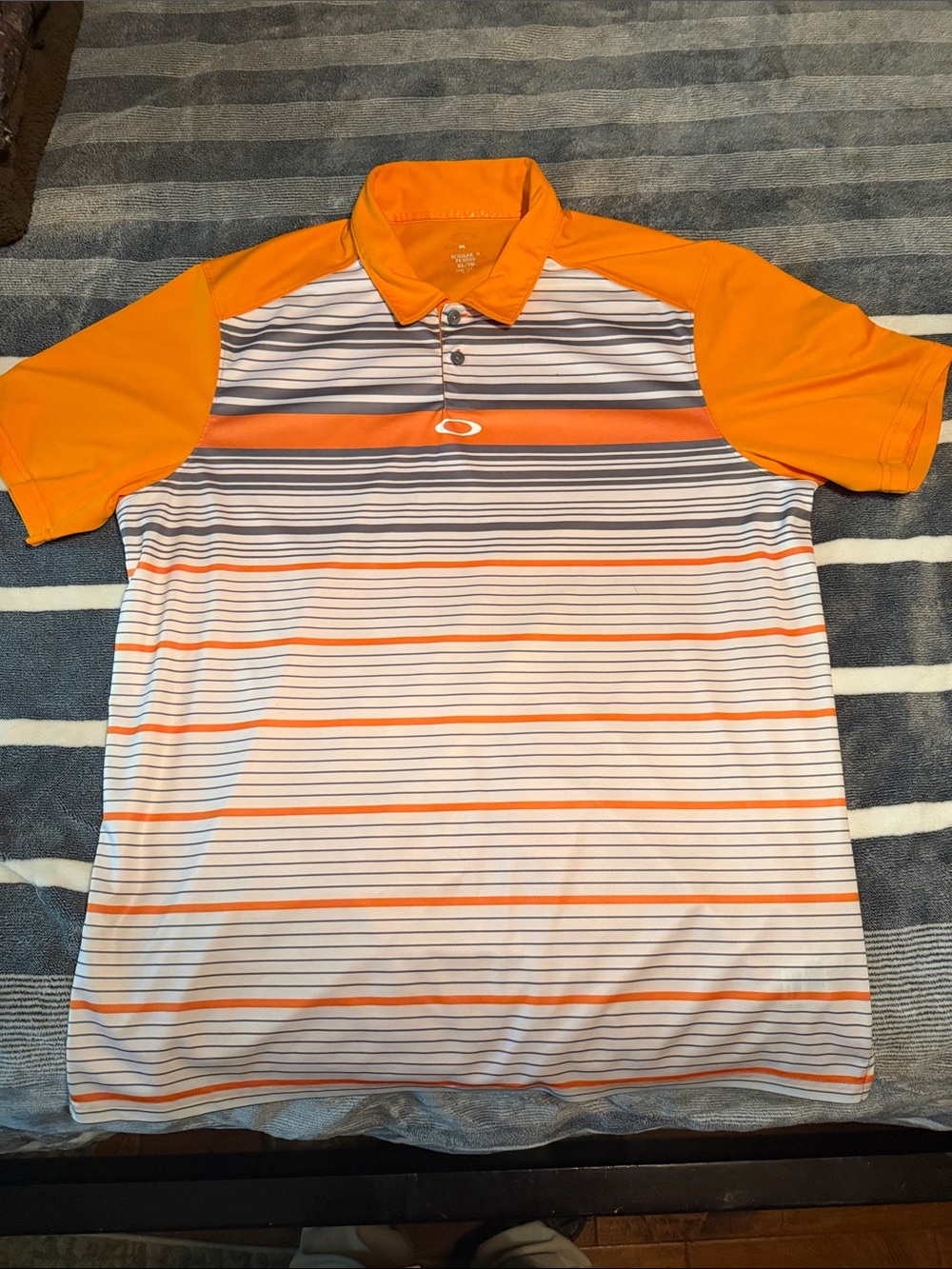 Oakley Men’s Orange Striped Golf Polo Shirt
